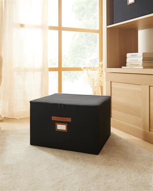 Siyah Renk Jüt Destekli Kutu Hurç 48 x 40 x 30 cm