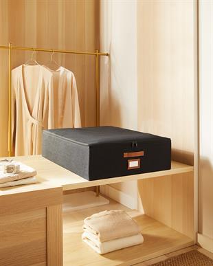 Siyah Renk Jüt Destekli Kutu Hurç 55 x 70 x 18 cm