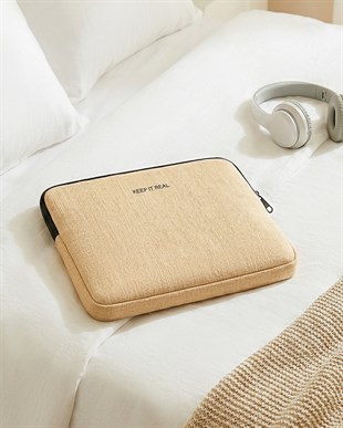 Su İtici Leke Tutmaz Jüt Keten Tablet Taşıma Çantası / Kılıfı 27 x 21 x 2 cm