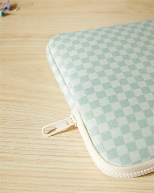 Su İtici Leke Tutmaz Mint Dama Desen Tablet Taşıma Çantası / Kılıfı 27 x 21 x 2 cm