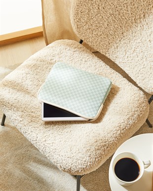 Su İtici Leke Tutmaz Mint Dama Desen Tablet Taşıma Çantası / Kılıfı 27 x 21 x 2 cm