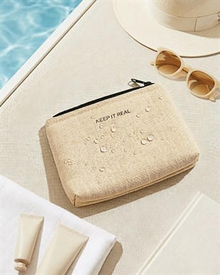 Termal Yalıtımlı Jüt Keten Makyaj Çantası 15 x 11 x 6 cm