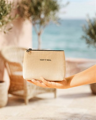 Termal Yalıtımlı Jüt Keten Makyaj Çantası 15 x 11 x 6 cm