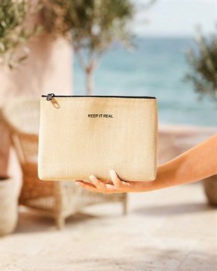 Termal Yalıtımlı Jüt Keten Makyaj Çantası 23 x 16 x 7 cm