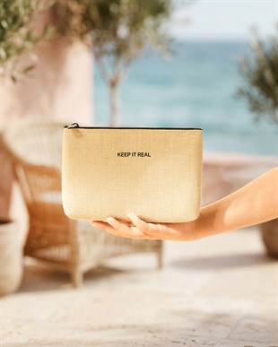 Termal Yalıtımlı Jüt Keten Makyaj Çantası 19 x 13 x 7 cm