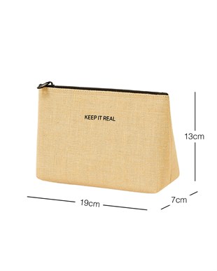 Termal Yalıtımlı Jüt Keten Makyaj Çantası 19 x 13 x 7 cm