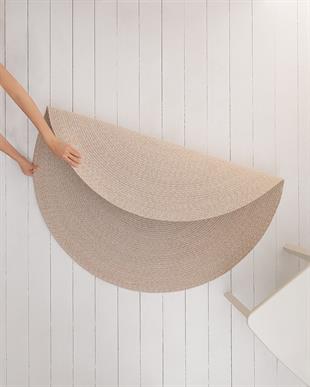 Yıkanabilir Bej Kırçıllı Pamuklu Halı Kilim Ø 120 cm