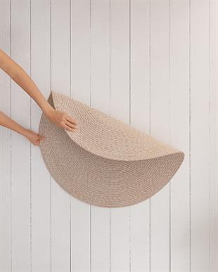 Yıkanabilir Bej Kırçıllı Pamuklu Halı Kilim Ø 80 cm