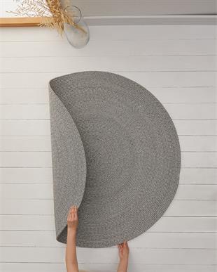 Yıkanabilir Gri Kırçıllı Pamuklu Halı Kilim Ø 120 cm