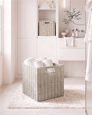 Yıkanabilir Gri PP Rattan Sepet 33 x 33 x 33 cm