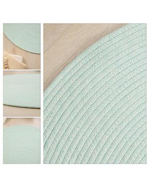 Yıkanabilir Mint Kırçıllı Pamuklu Halı Kilim Ø 120 cm