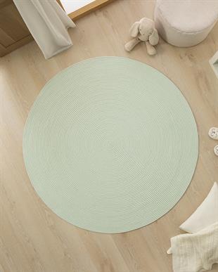 Yıkanabilir Mint Kırçıllı Pamuklu Halı Kilim Ø 120 cm