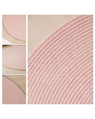 Yıkanabilir Pembe Kırçıllı Pamuklu Halı Kilim Ø 80 cm