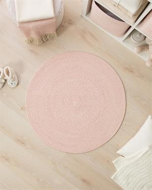 Yıkanabilir Pembe Kırçıllı Pamuklu Halı Kilim Ø 80 cm