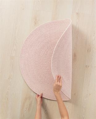 Yıkanabilir Pembe Kırçıllı Pamuklu Halı Kilim Ø 80 cm