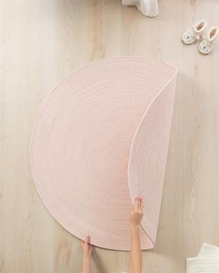 Yıkanabilir Pembe Kırçıllı Pamuklu Halı Kilim Ø 120 cm