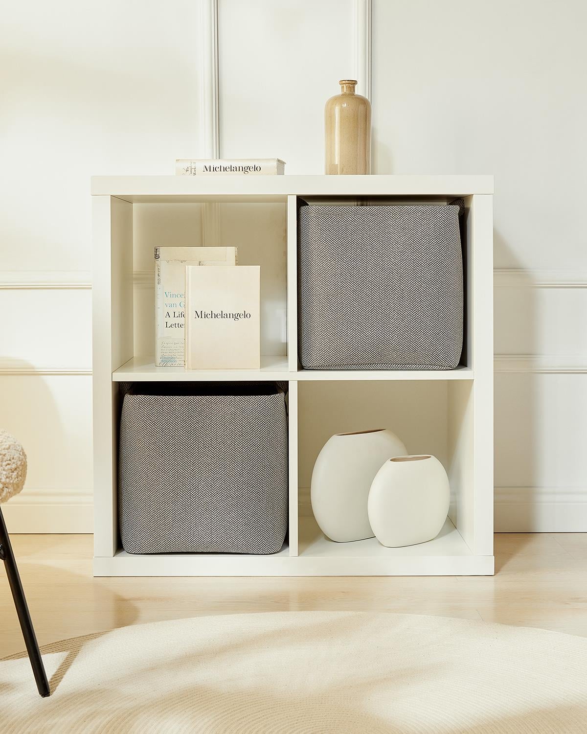 2'li Antrasit Renk Dokulu Kumaş Sepet Set 30 x 30 x 30 cm