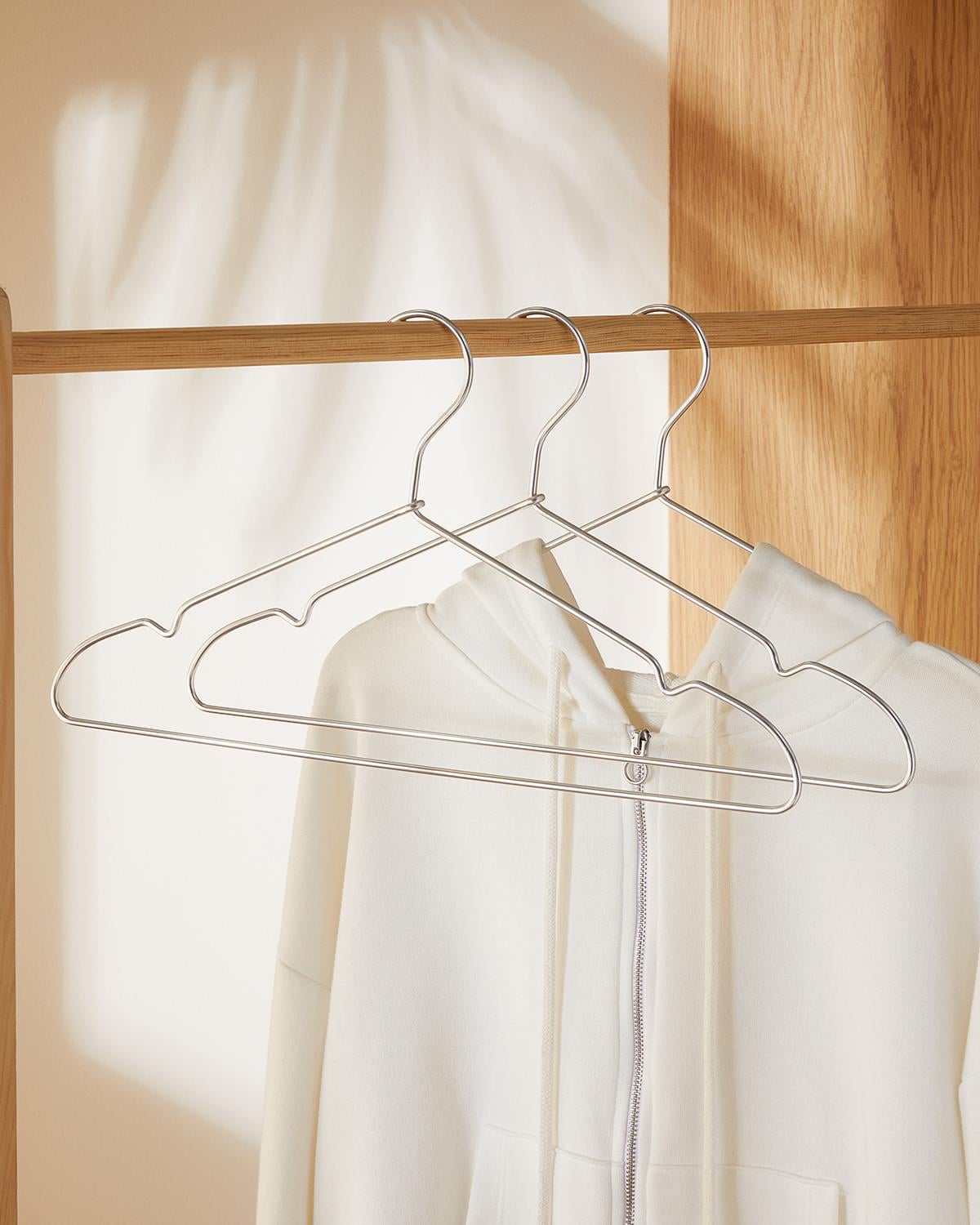 3'lü Gümüş Renk Metal Giysi Askısı 22 x 41 x 0.4 cm