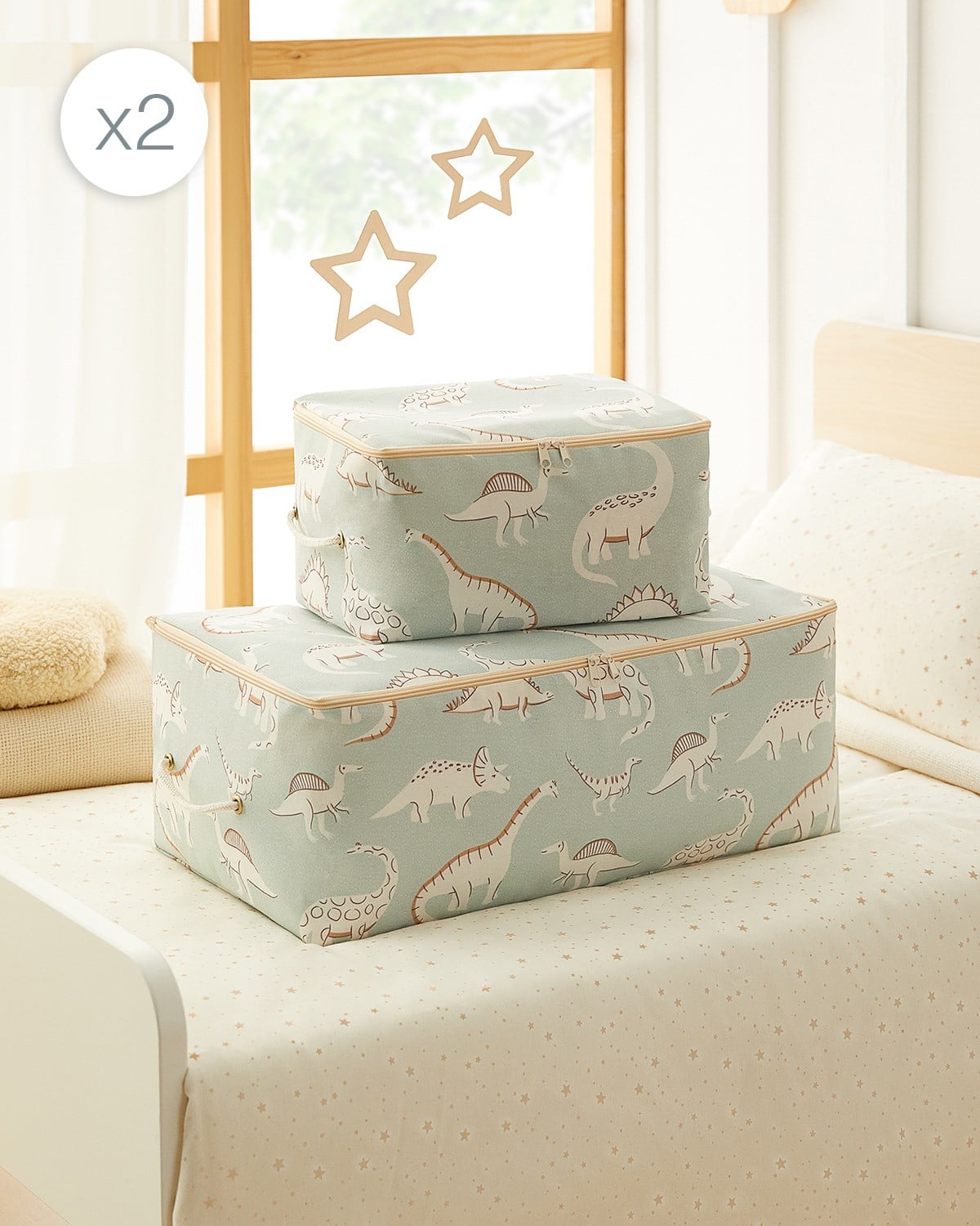 4'lü Çocuk Odası Dinozor Hurç Set 2 Adet 30 x 22 x 18 / 2 Adet 52 x 28 x 21 cm