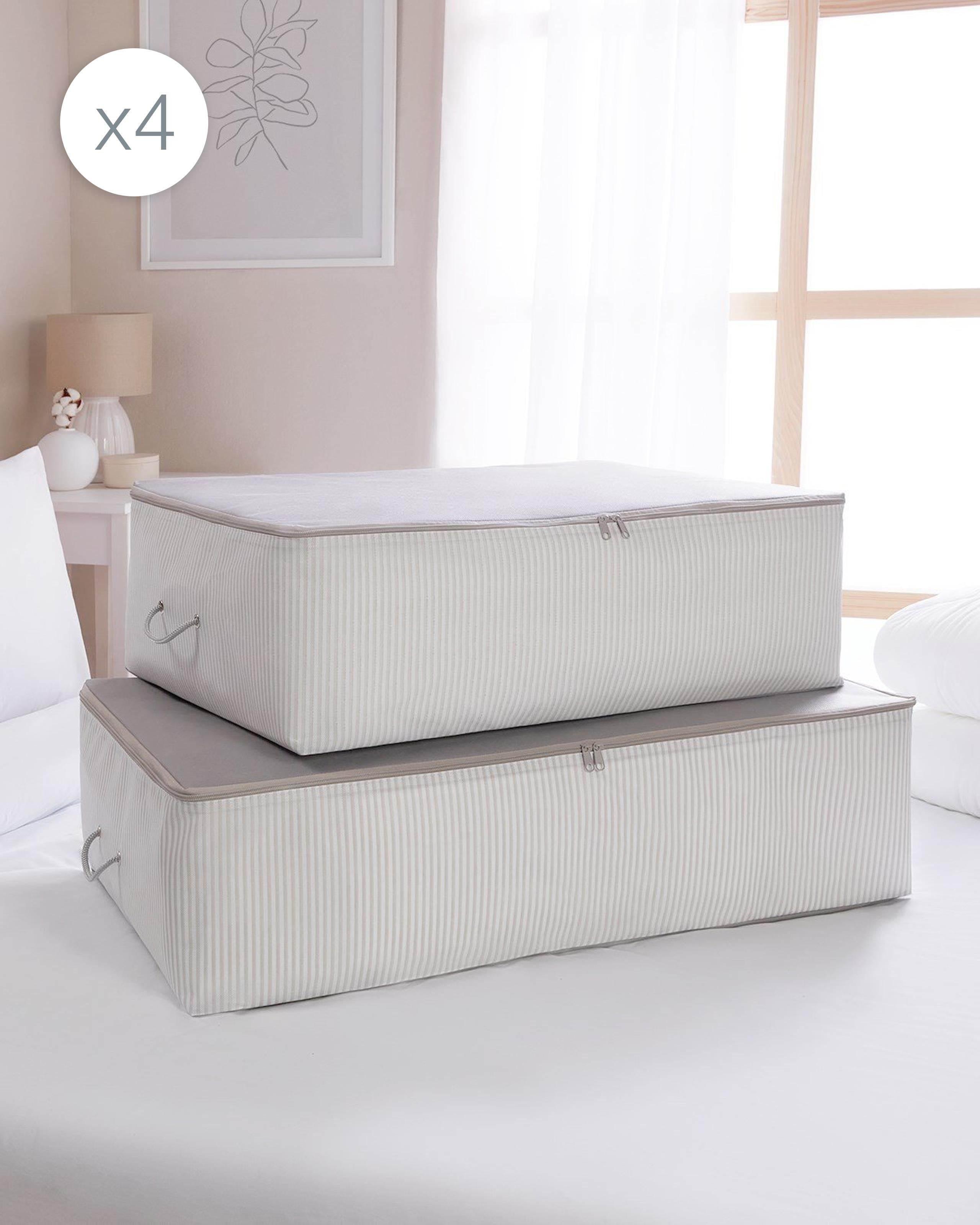 4'lü Gri Renk Stuff & Things Baza Altı Hurç Set 2 Adet 62 x 46 x 22 / 2 Adet 74 x 46 x 22 cm