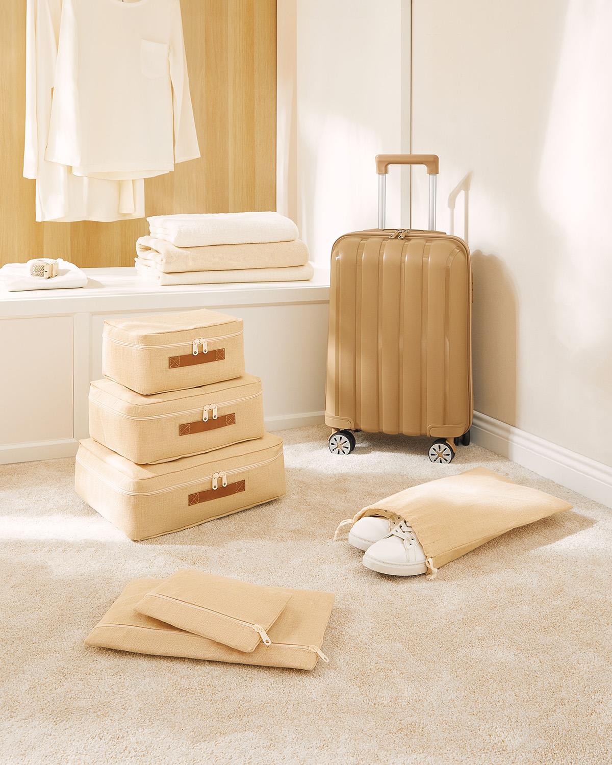 6'lı Jüt Keten Kumaş Bavul İçi Düzenleyici Set