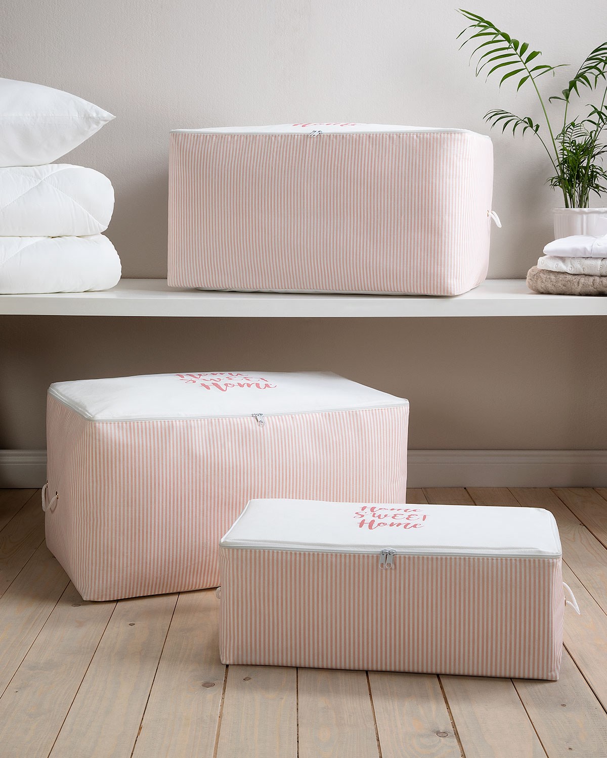Pembe Çizgili Baskılı Hurç Set 3'lü - Ocean Home Textile