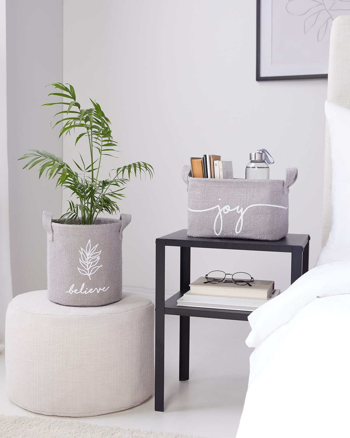 OCEAN HOME 2'li Gri Jüt Sepet Set // 24x17x14+20x20