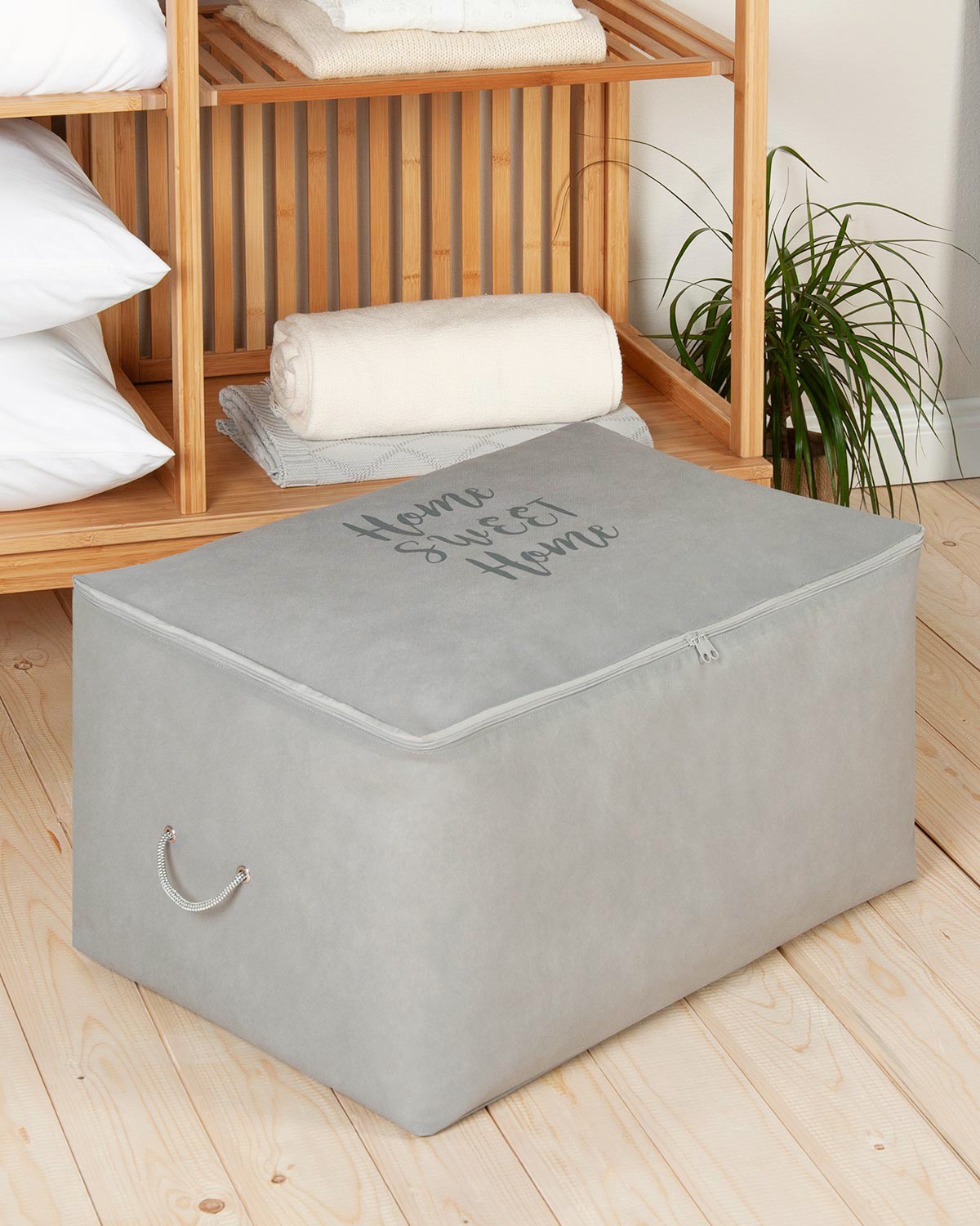 OCEAN HOME Büyük Boy Gri Renk, Baskılı Hurç // 64x41x35