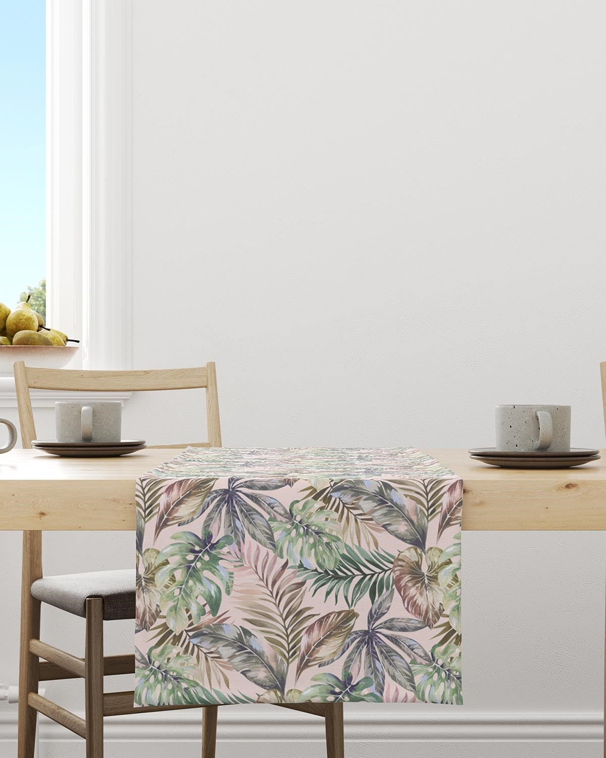OCEAN HOME Pembe Yaprak Desenli Runner // 45x145