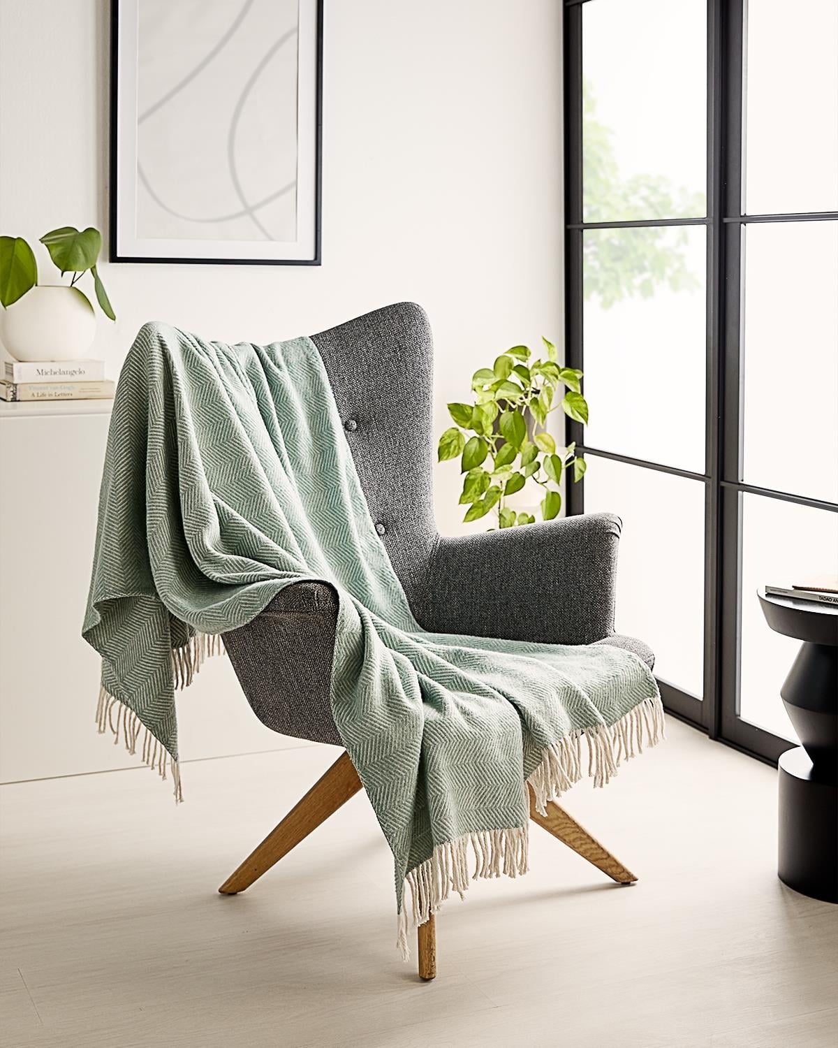 Ocean Home Textile Su Yeşili Balıksırtı Pamuklu Tv Battaniyesi 130 x 170 cm