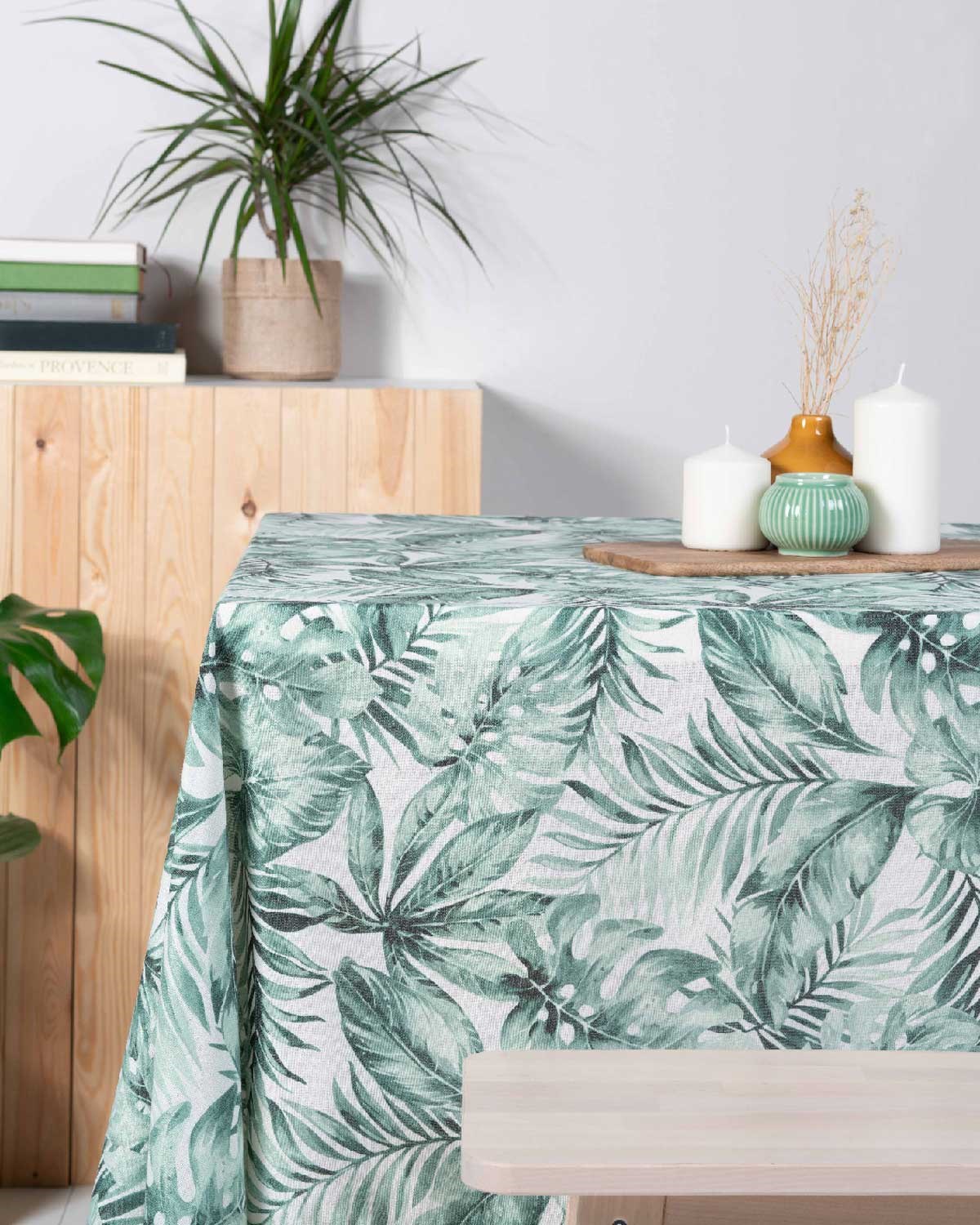 Yeşil Yaprak Desenli Masa Örtüsü - Ocean Home Textile