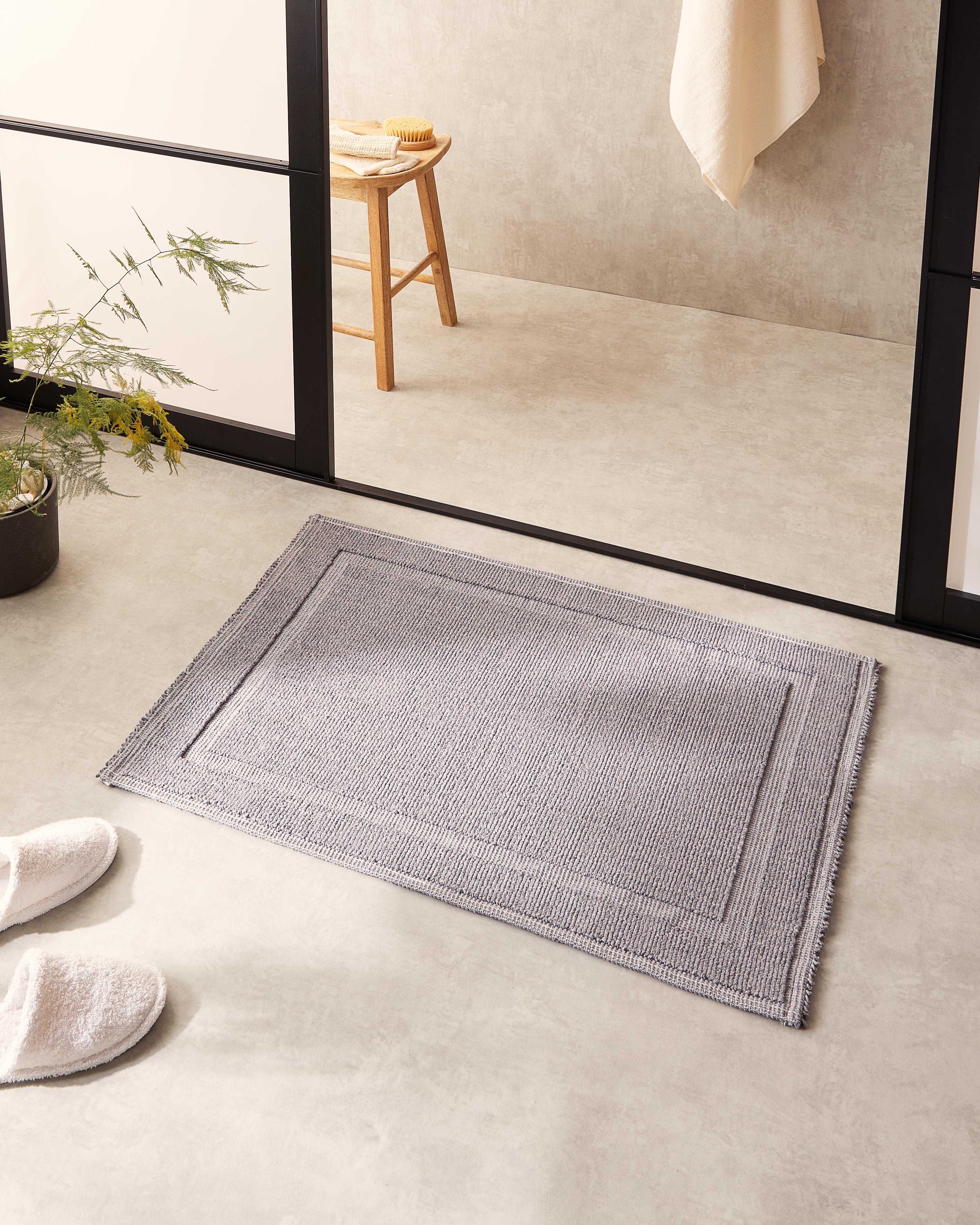 Yıkanabilir Pamuklu Gri Renk Banyo Paspası 60 x 90 cm