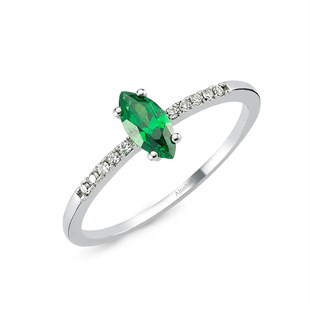 0.05 Karat Pırlanta Yeşil Topaz Yüzük