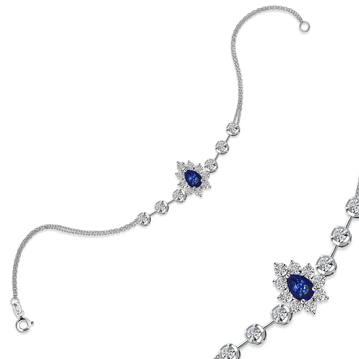 0.06 Karat Pırlanta Safir Bileklik