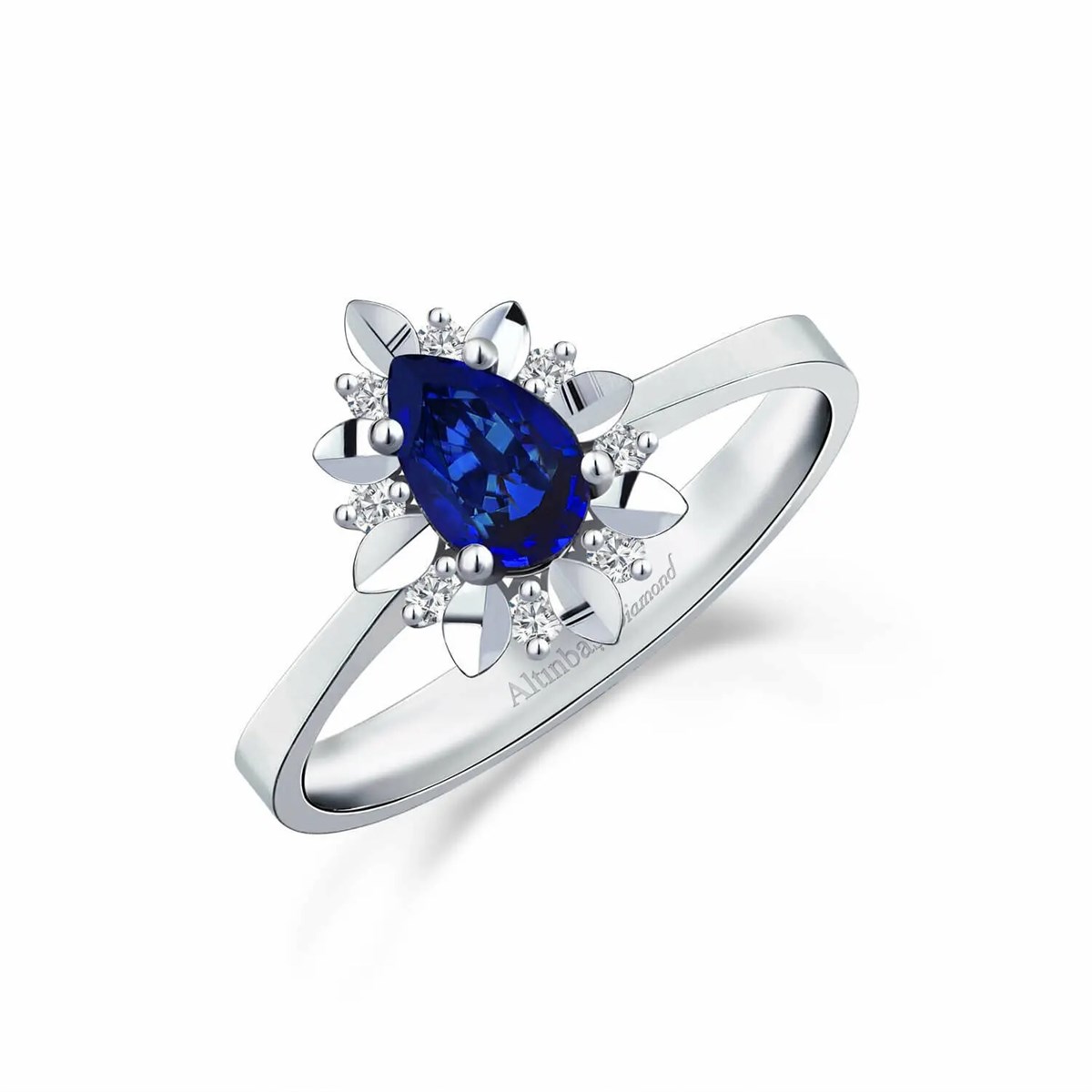 0.08 Karat Pırlanta Safir Yüzük