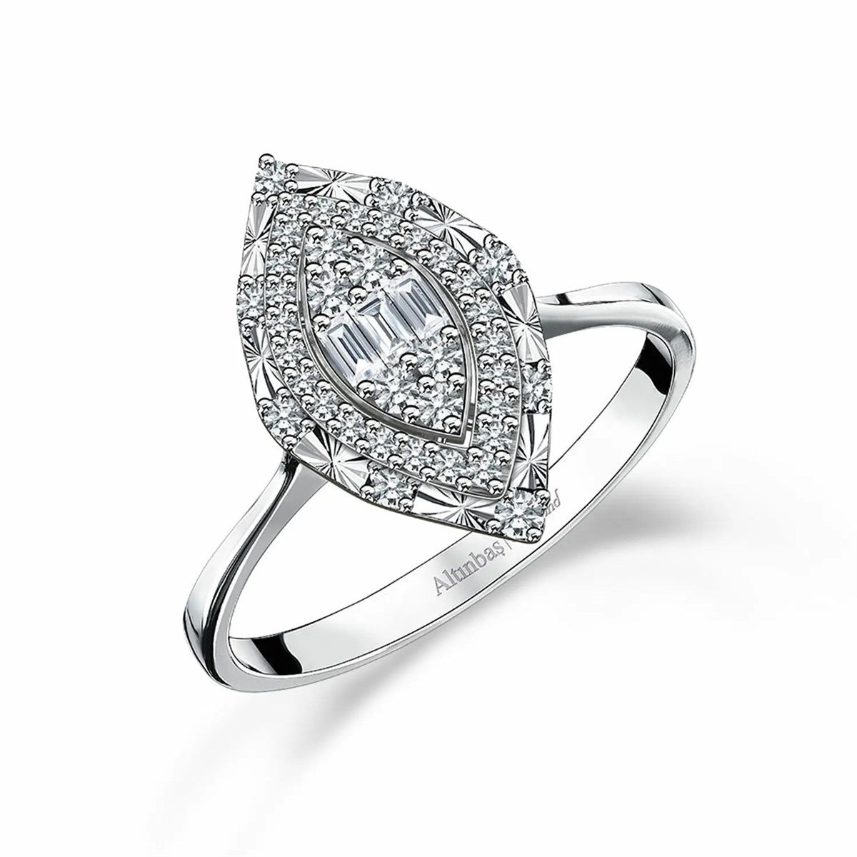 0.21 Karat Pırlanta Baget Yüzük