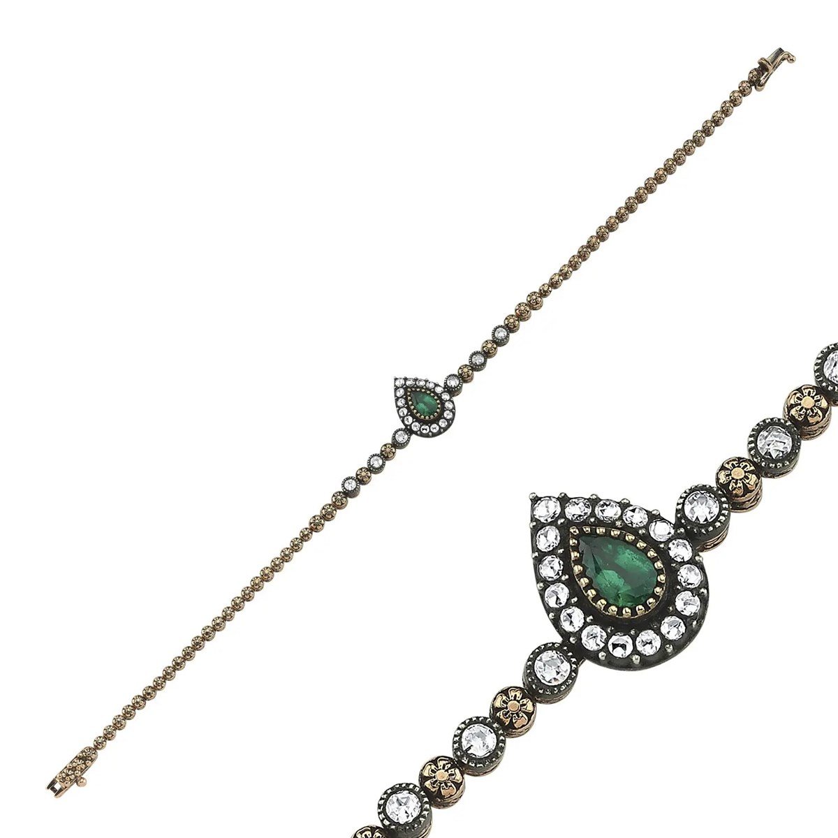 0.43 Karat Elmas Zümrüt Bileklik