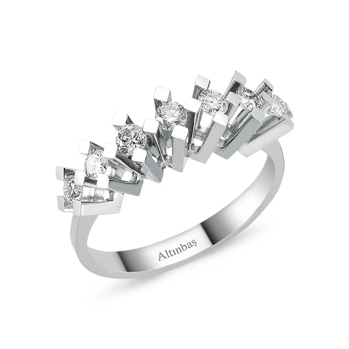 0.45 Karat Pırlanta Yeditaş Yüzük