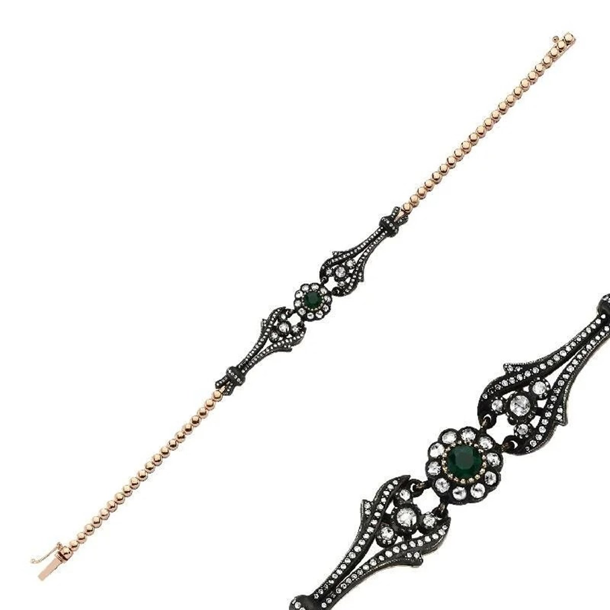 0.62 Karat Elmas Zümrüt Bileklik