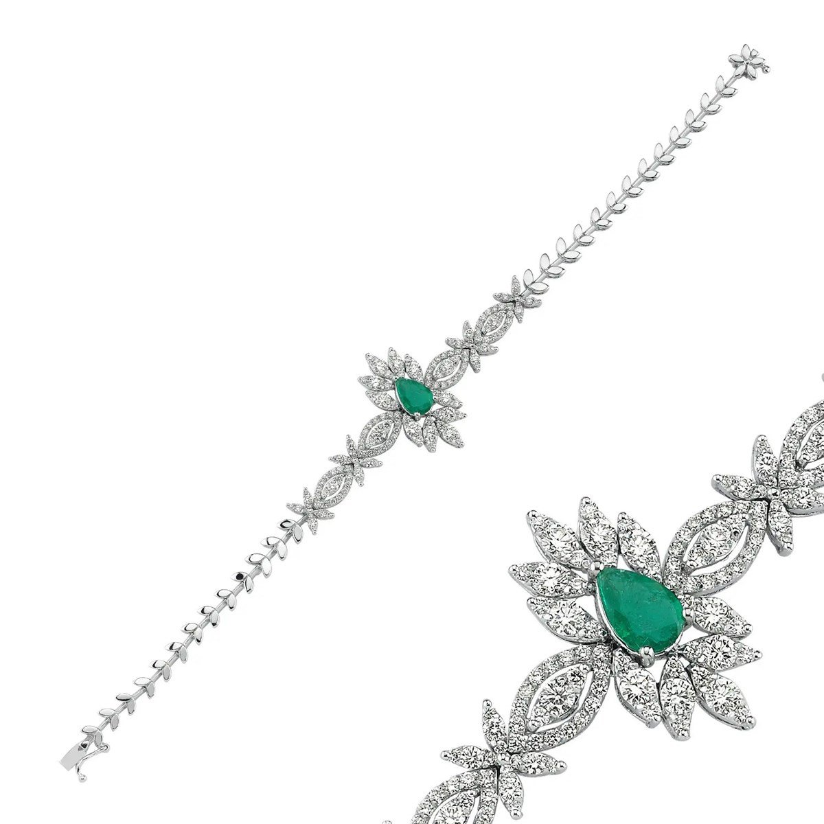 2.41 Karat Pırlanta Zümrüt Bileklik