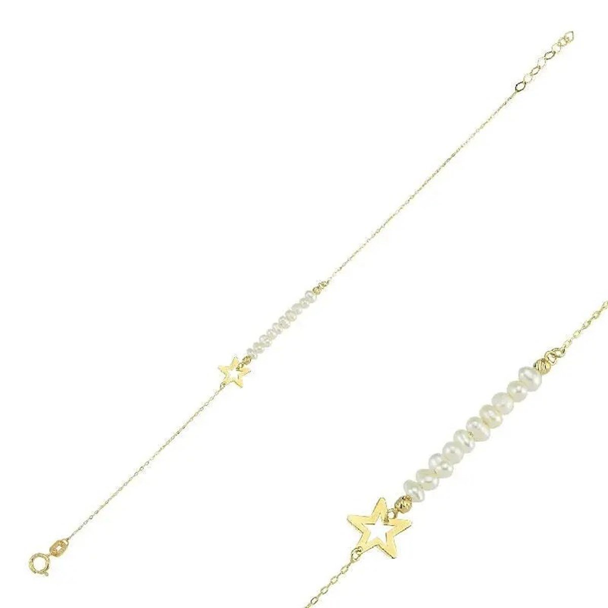 Altın İnci Yıldız Bileklik