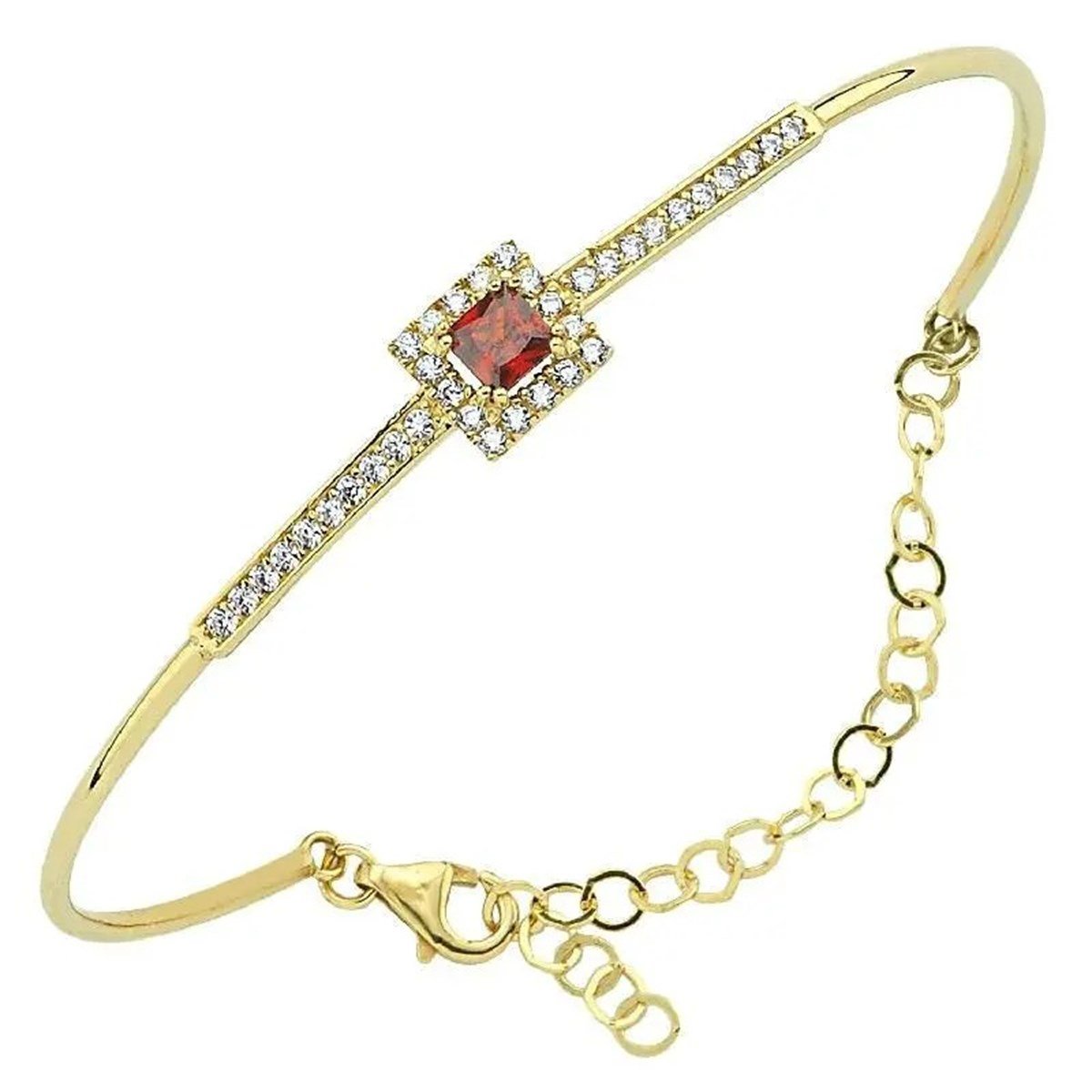Kırmızı Taşlı Altın Bilezik