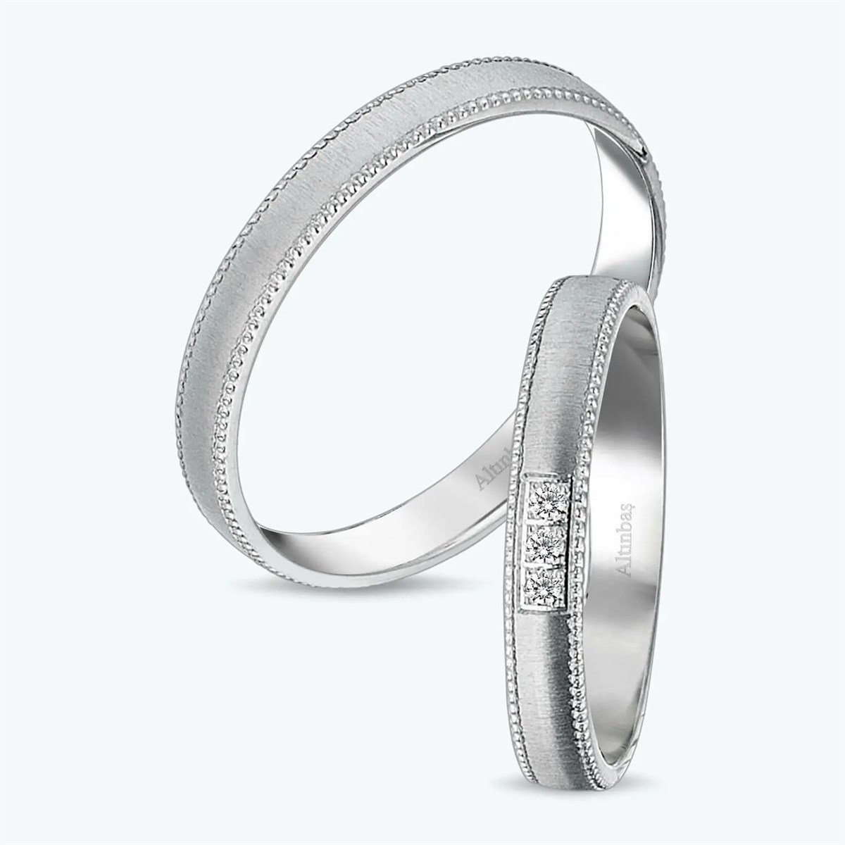 Pırlantalı Altın İkili Alyans