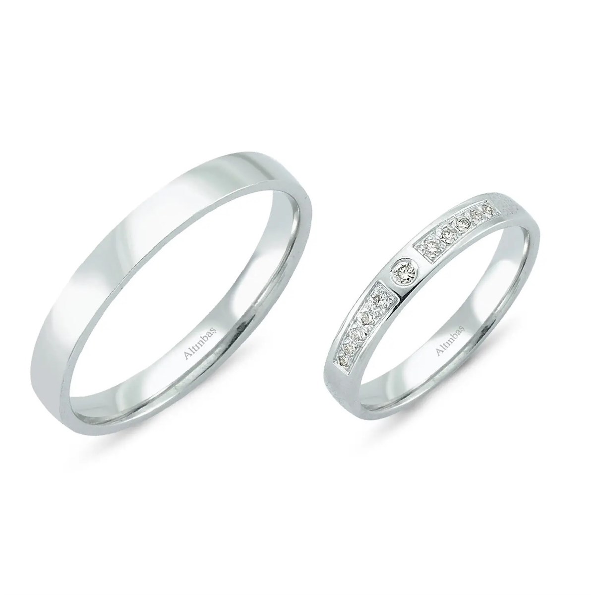 Pırlantalı Altın İkili Alyans