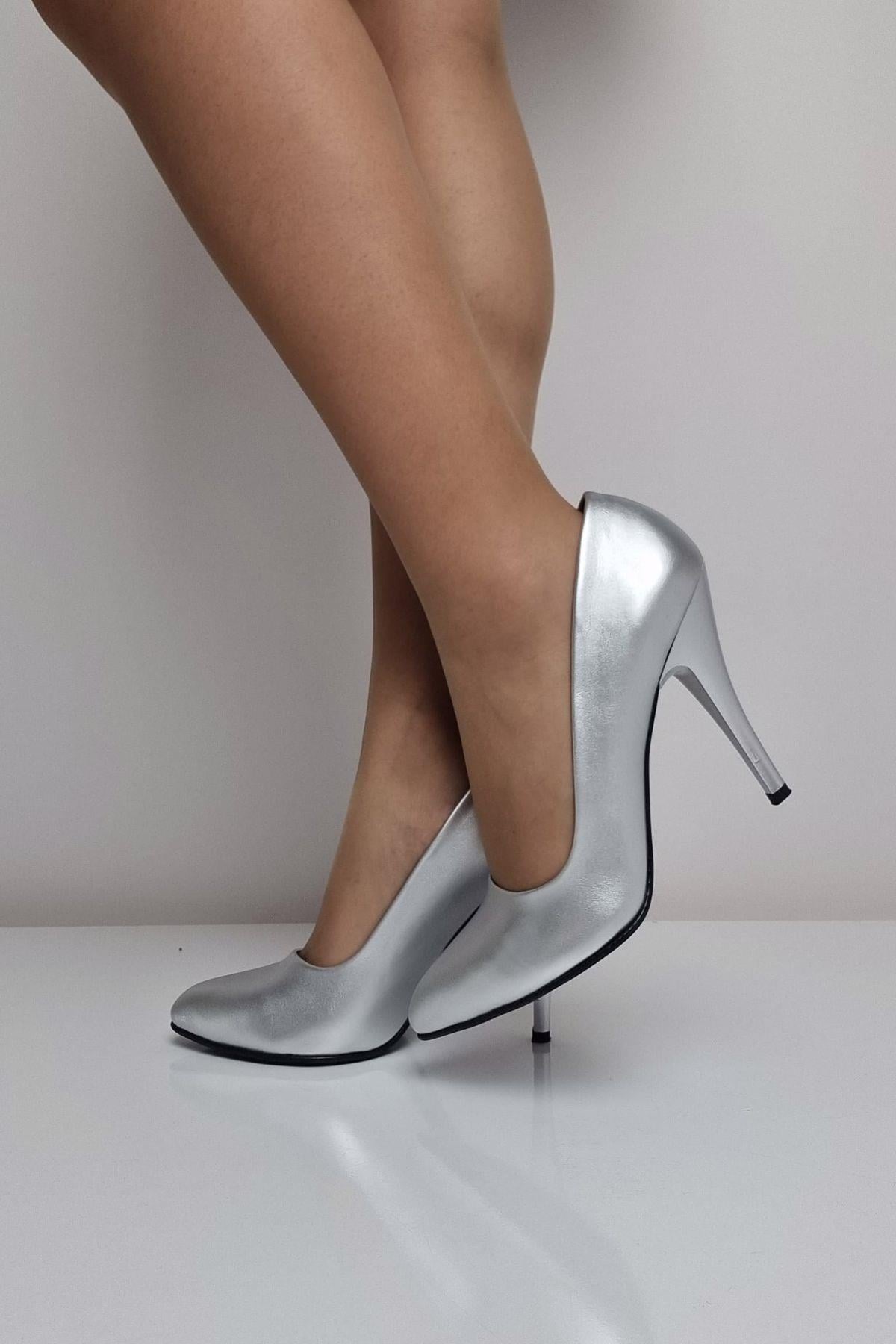 1140 Kadın Stiletto Topuklu Ayakkabı Gümüş