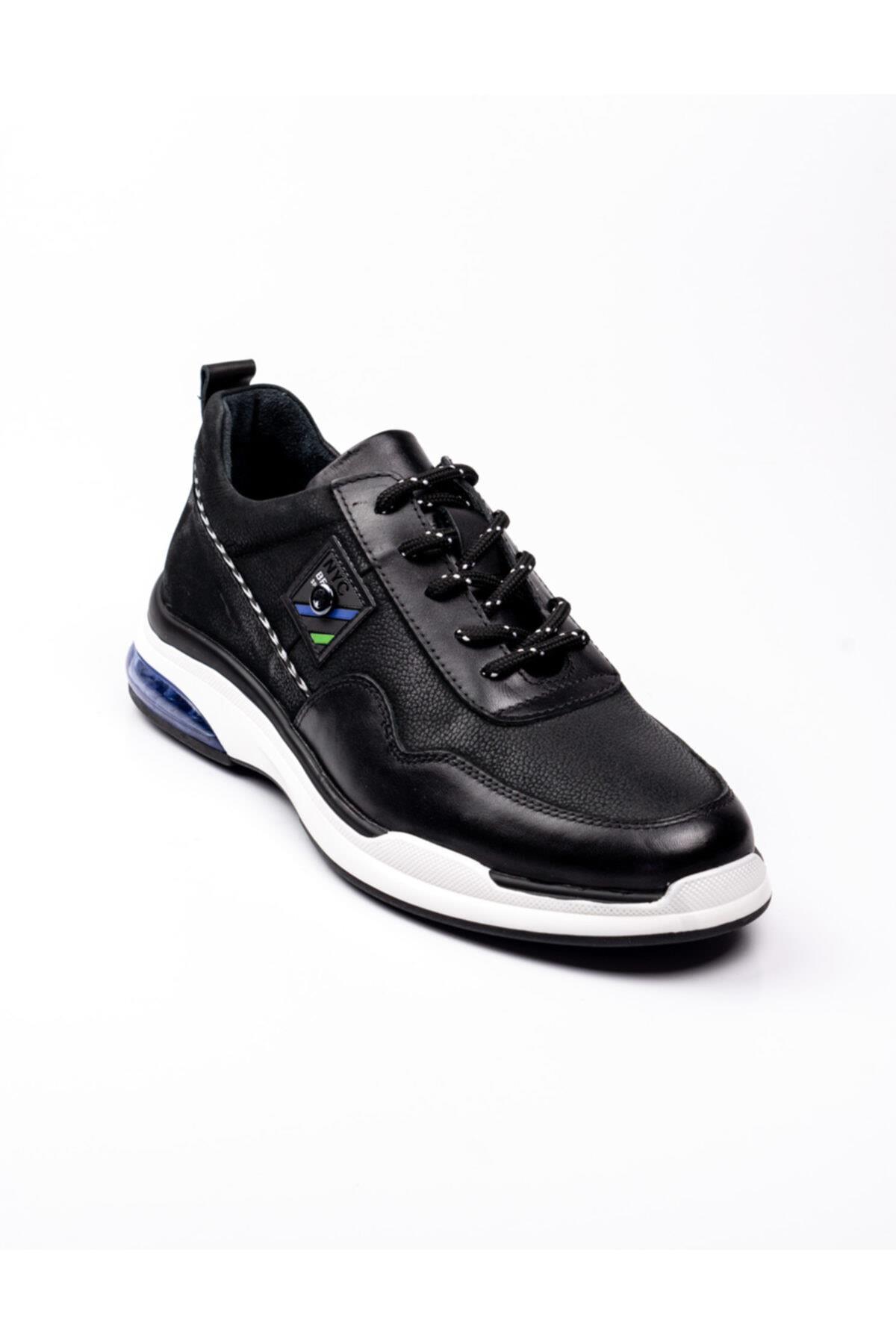 12506 Comfort Taban Deri Erkek Sneaker Ayakkabı Siyah
