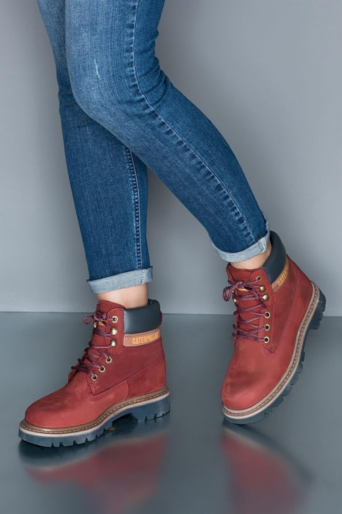 015G0095 Colorado Hakiki Deri Kadın Bot Bordo