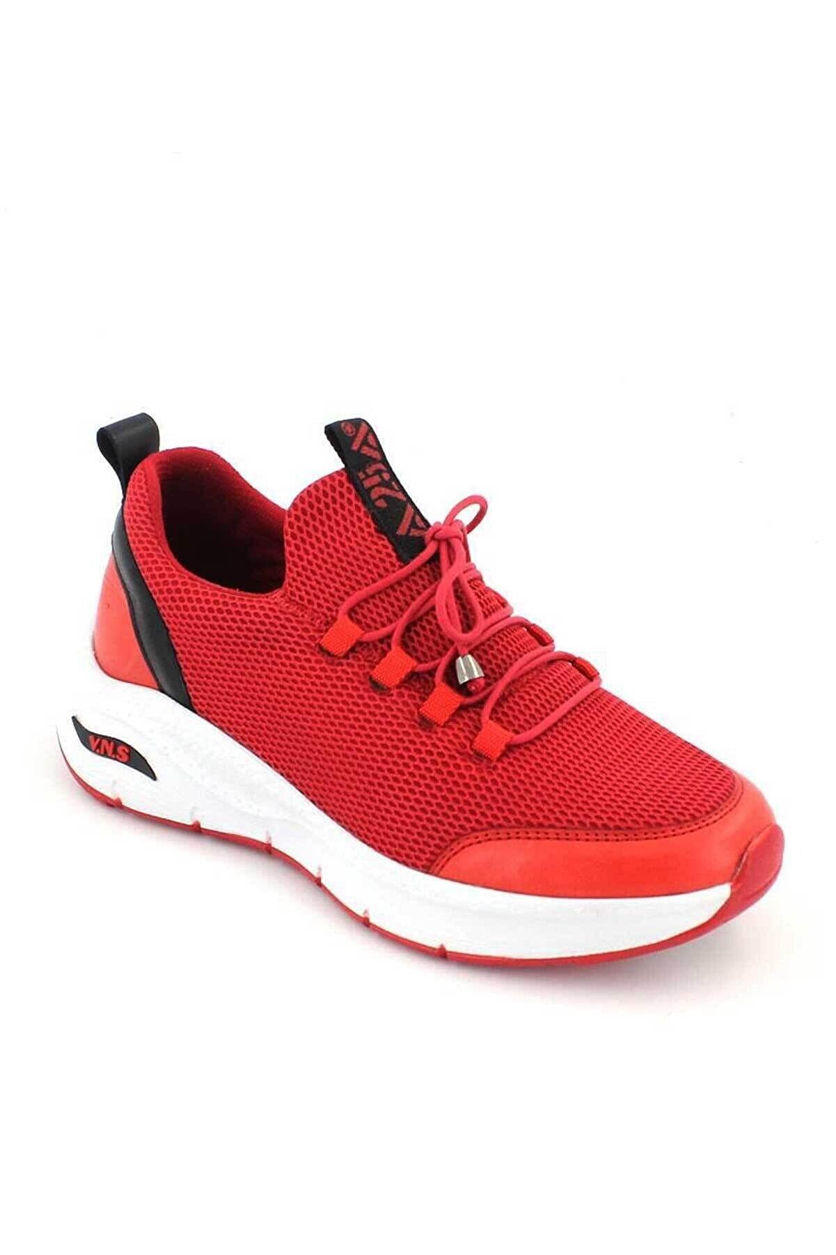 2115004 Kadın Deri Streç Sneaker Spor Ayakkabı Kırmızı