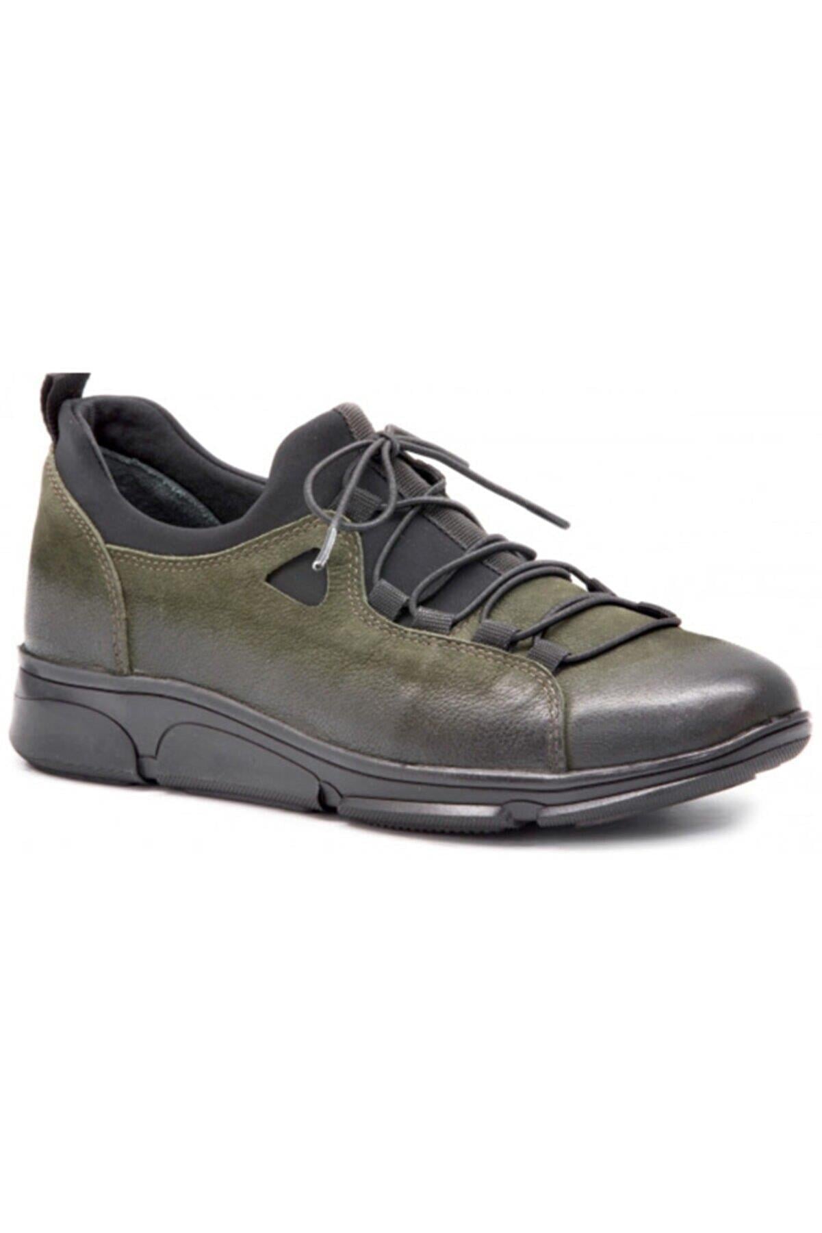 2151201 Hakiki Deri Kadın Smart Casual Ayakkabı Yeşil