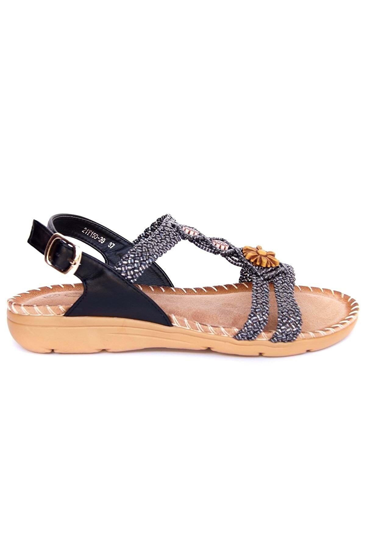 21Y150-39 Kadın Günlük Sandalet Siyah